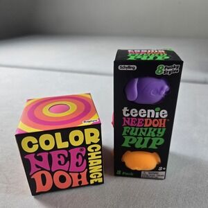 Needoh Bundle Of 2 Teenie Funky Pup And Color Changing Needoh